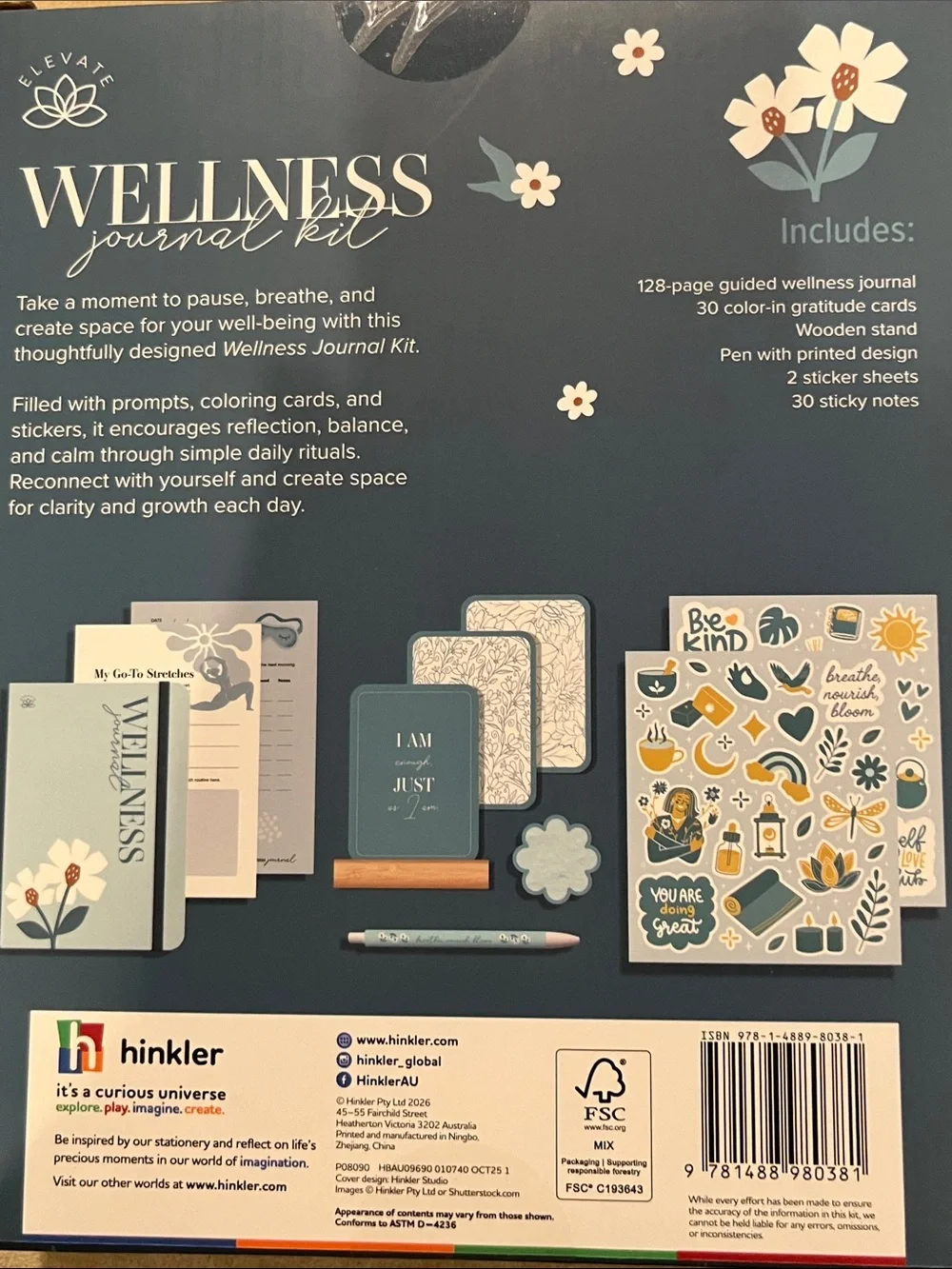 Wellness Journal Kit - Blue Floral Self-Care Notebook Set